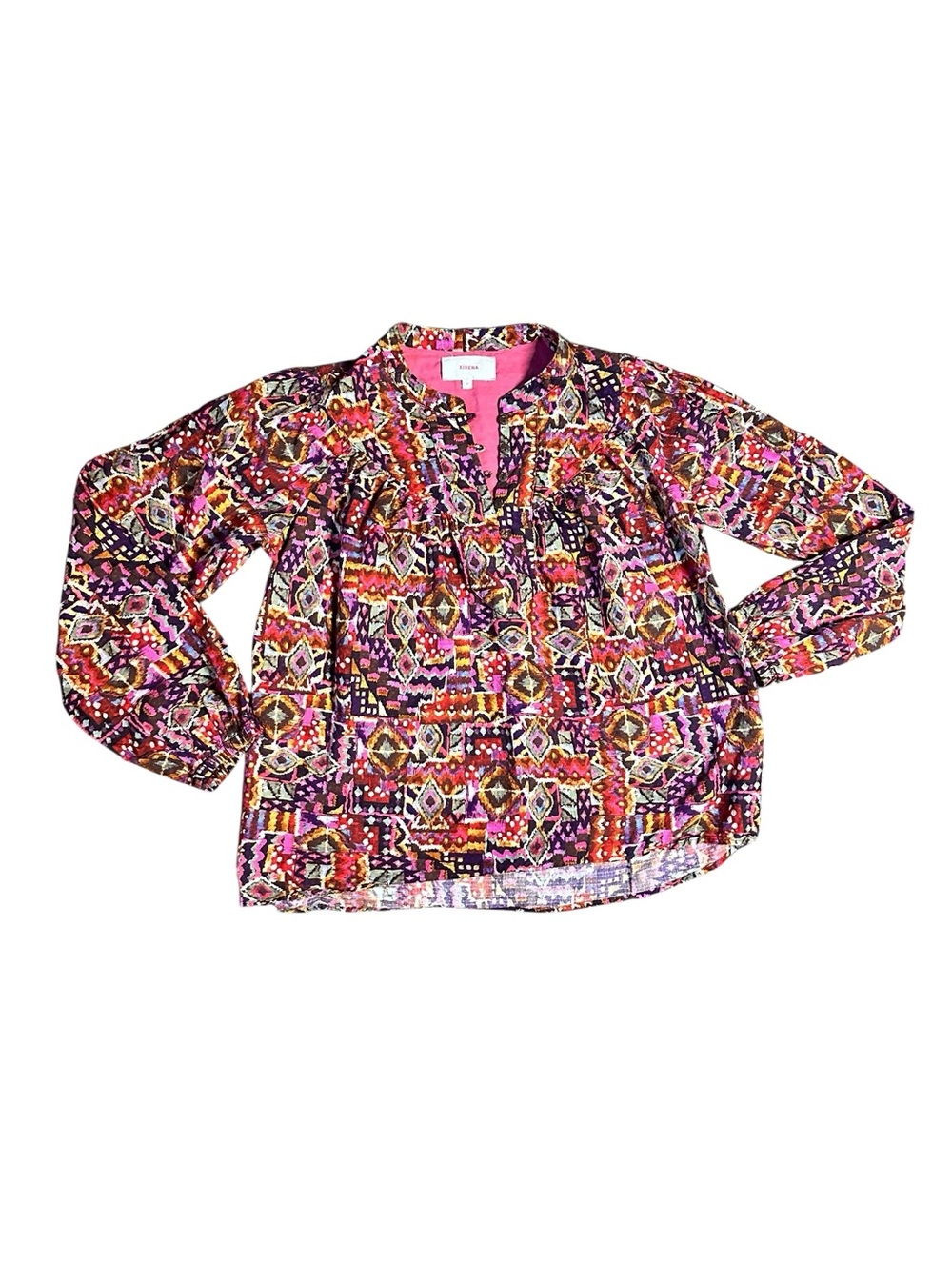 XiRENA Multicolor Geometric Print Long-Sleeve Blouse M